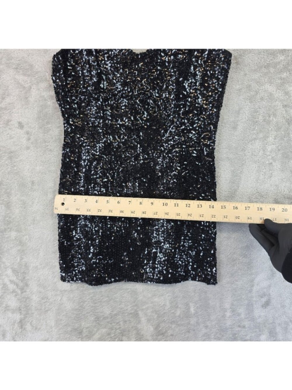 Dress Womens S Black Sequin Sweetheart Strappy Bodycon Mini Party Cocktail - Picture 7 of 8